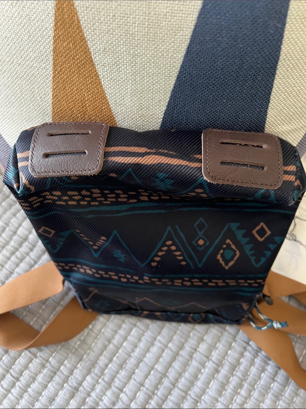 The North Face Patterned Messenger Bag in Khaki Tan Brown & Teal - Picture 7 of 7